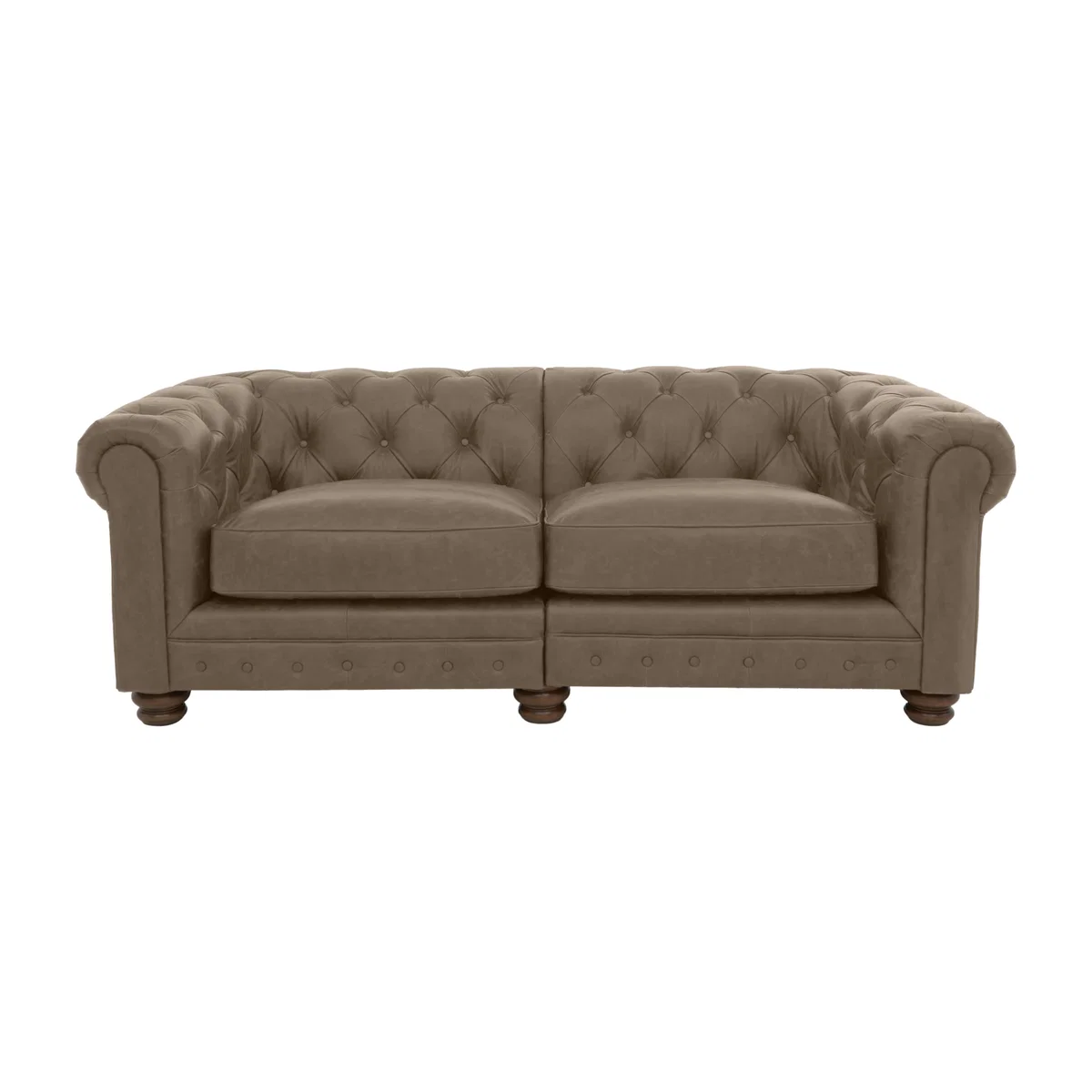Alexander and James - Chesterfield Collection Hugo 3 Seater Split Frame Leather Sofa - Case Taupe - Dark Feet