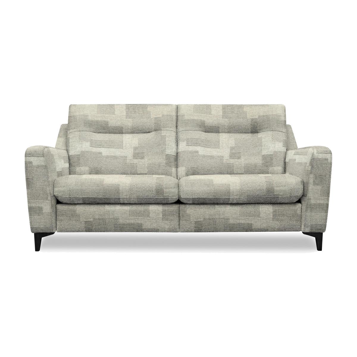 G Plan - Arlo 3 Seater Fabric Sofa - No Recliner - Checkers Smoke with Ebony Feet