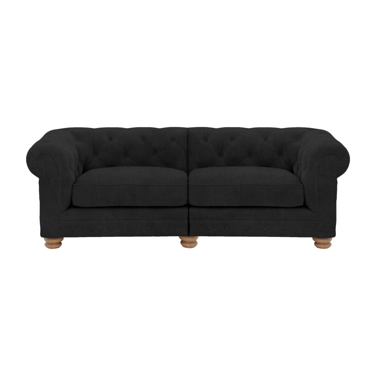 Alexander and James - Chesterfield Collection Hugo 3 Seater Split Frame Fabric Sofa - Chocolate - Oak Feet