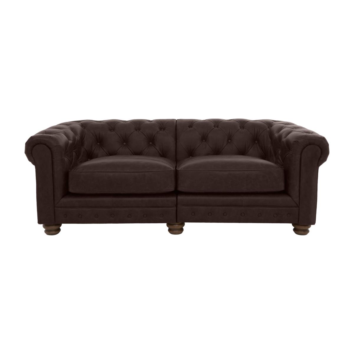 Alexander and James - Chesterfield Collection Hugo 3 Seater Split Frame Leather Sofa - Cake - Dark Feet