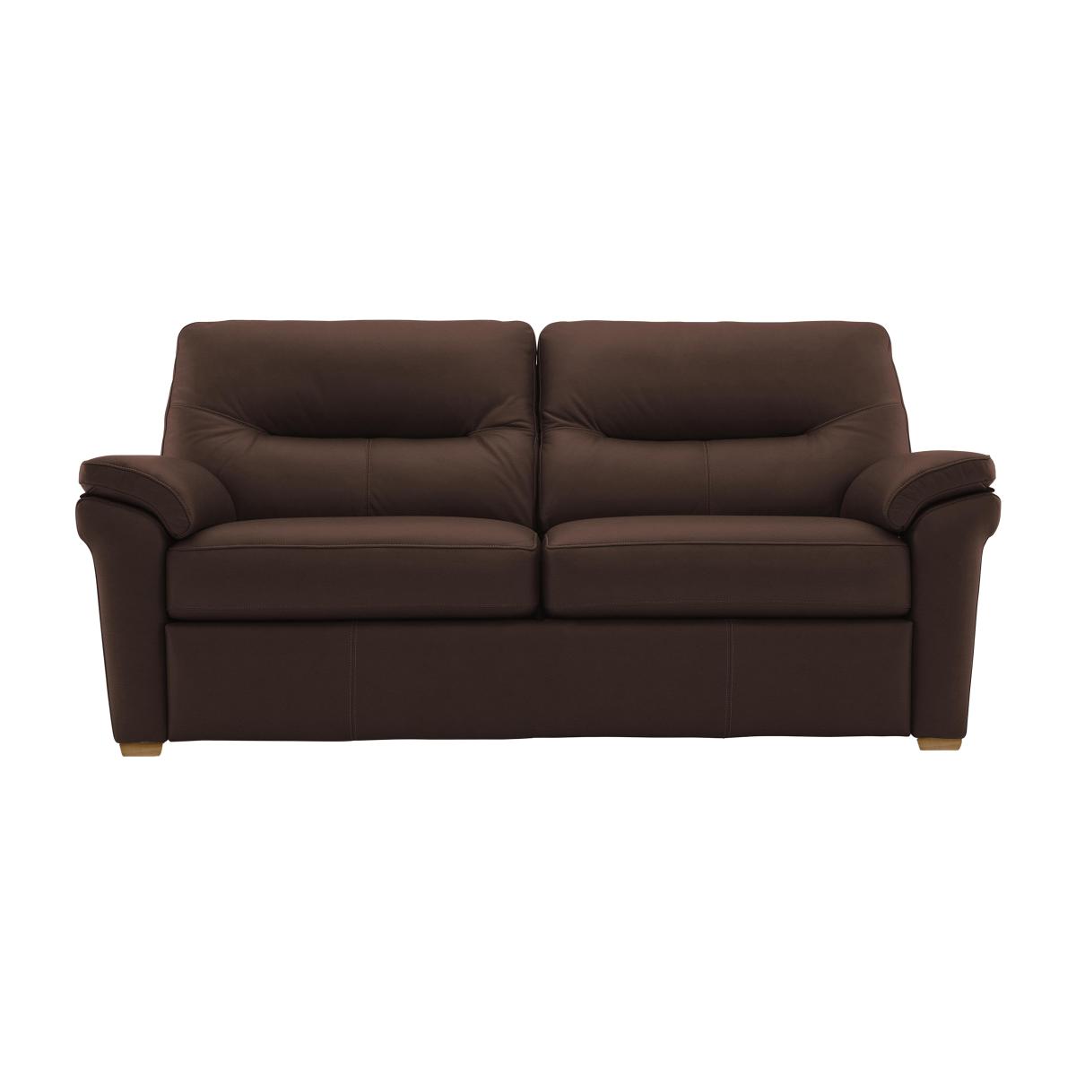 G Plan - Seattle 3 Seater Leather Sofa with Wooden Feet - Capri Oak