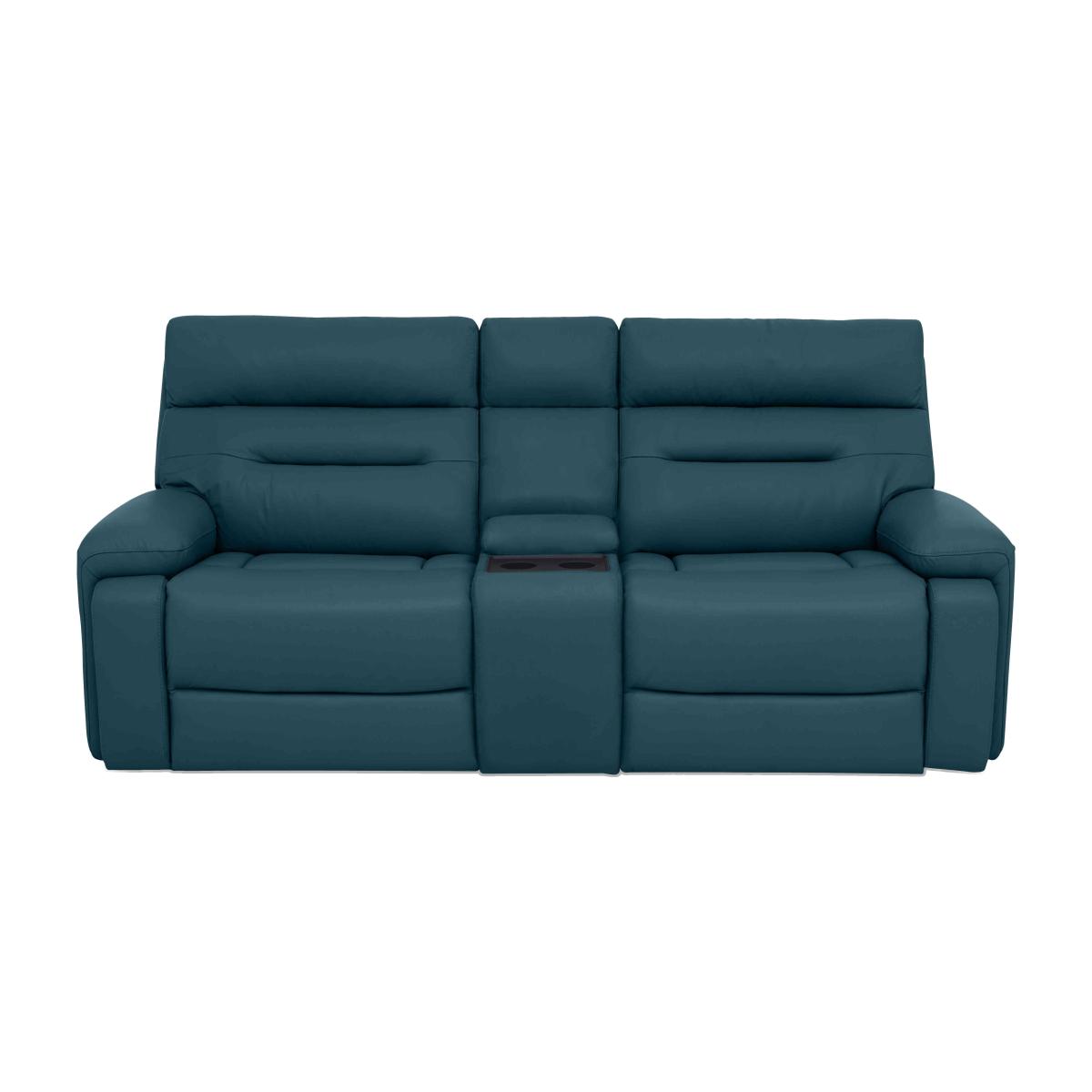 Cinemax Media 3 Seater Leather Power Recliner Sofa with Headrests - Midnight Jade