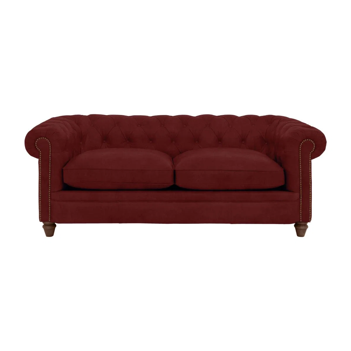 Alexander and James - Chesterfield Collection Ralph 3 Seater Fabric Sofa - Cranberry with Dark Feet St