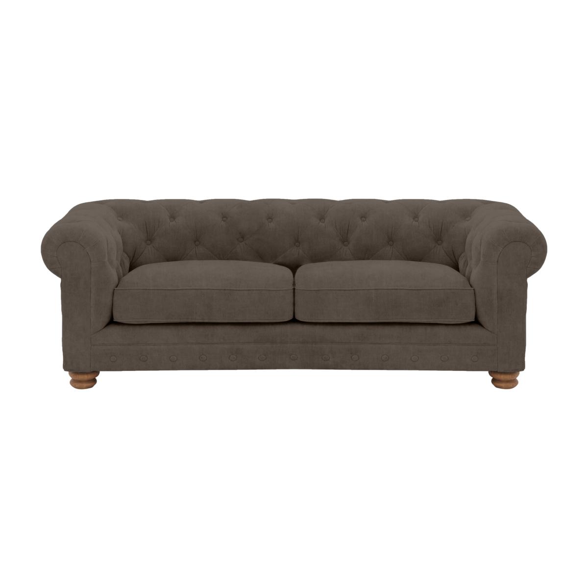 Alexander and James - Chesterfield Collection Hugo 3 Seater Fabric Sofa - Discovery with Studs - Oak Feet