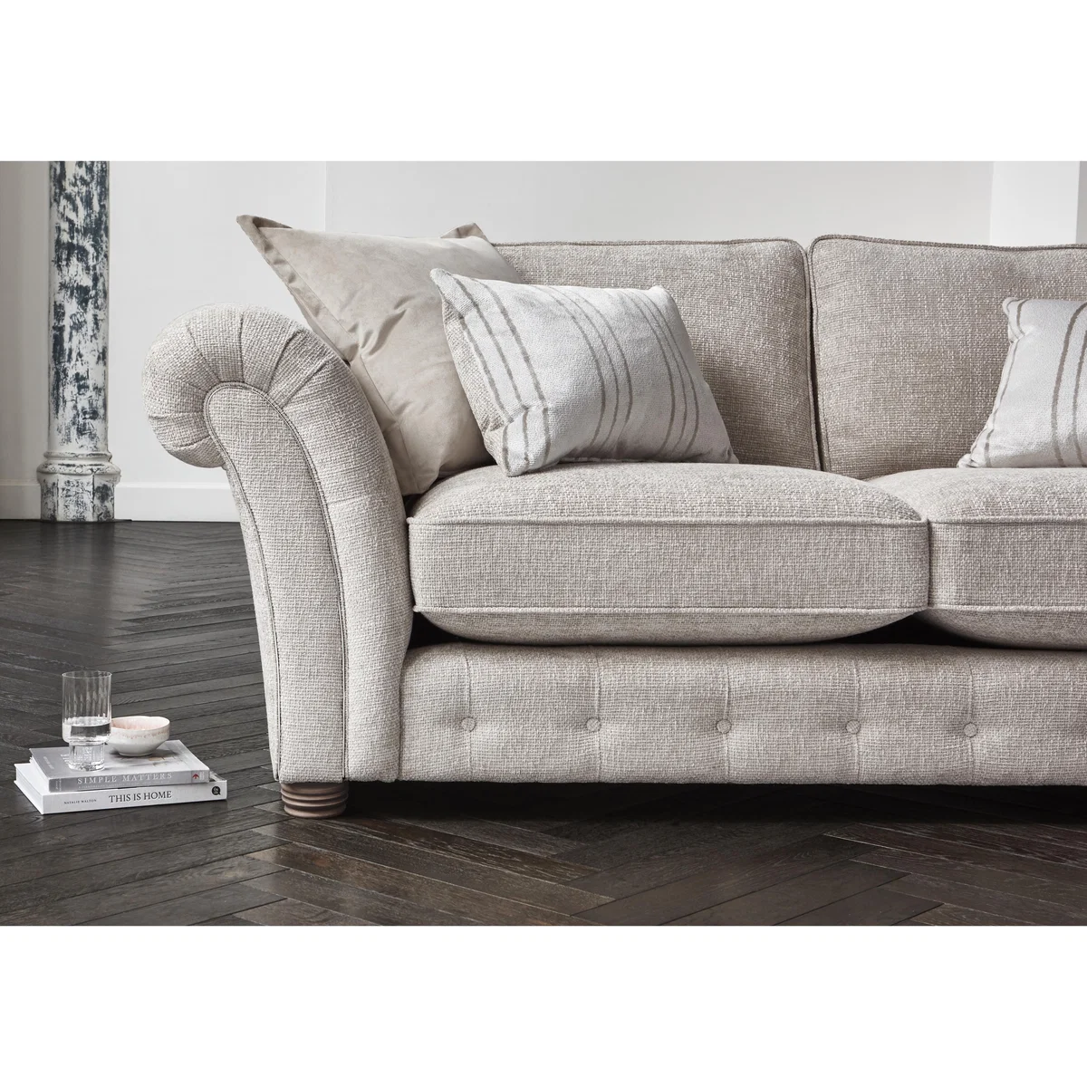 Oyster Bay 3 Seater Fabric Classic Back Sofa - Cream – image 3