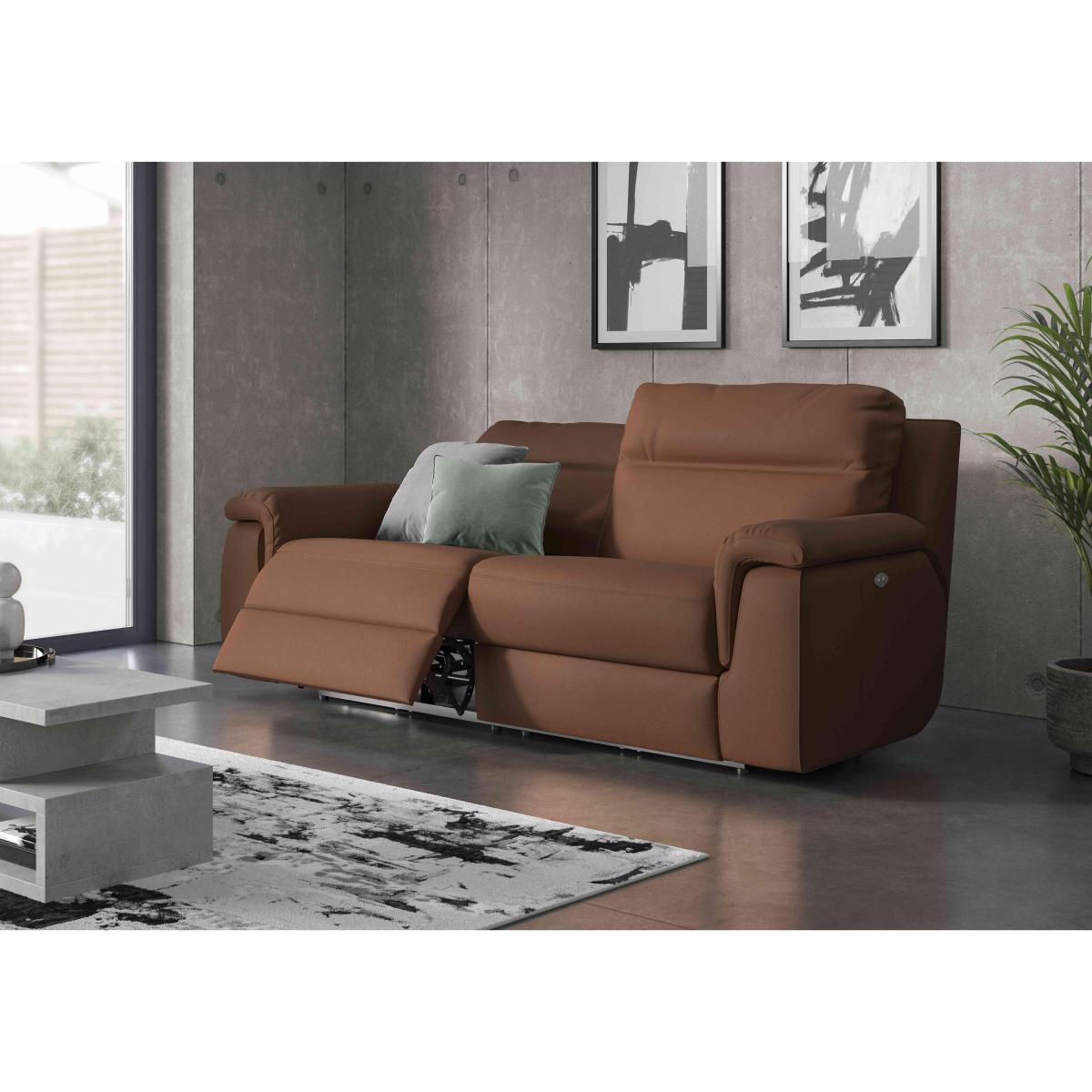 Nicoletti - Paolo 3 Seater Leather Power Recliner Sofa - Beige – image 2