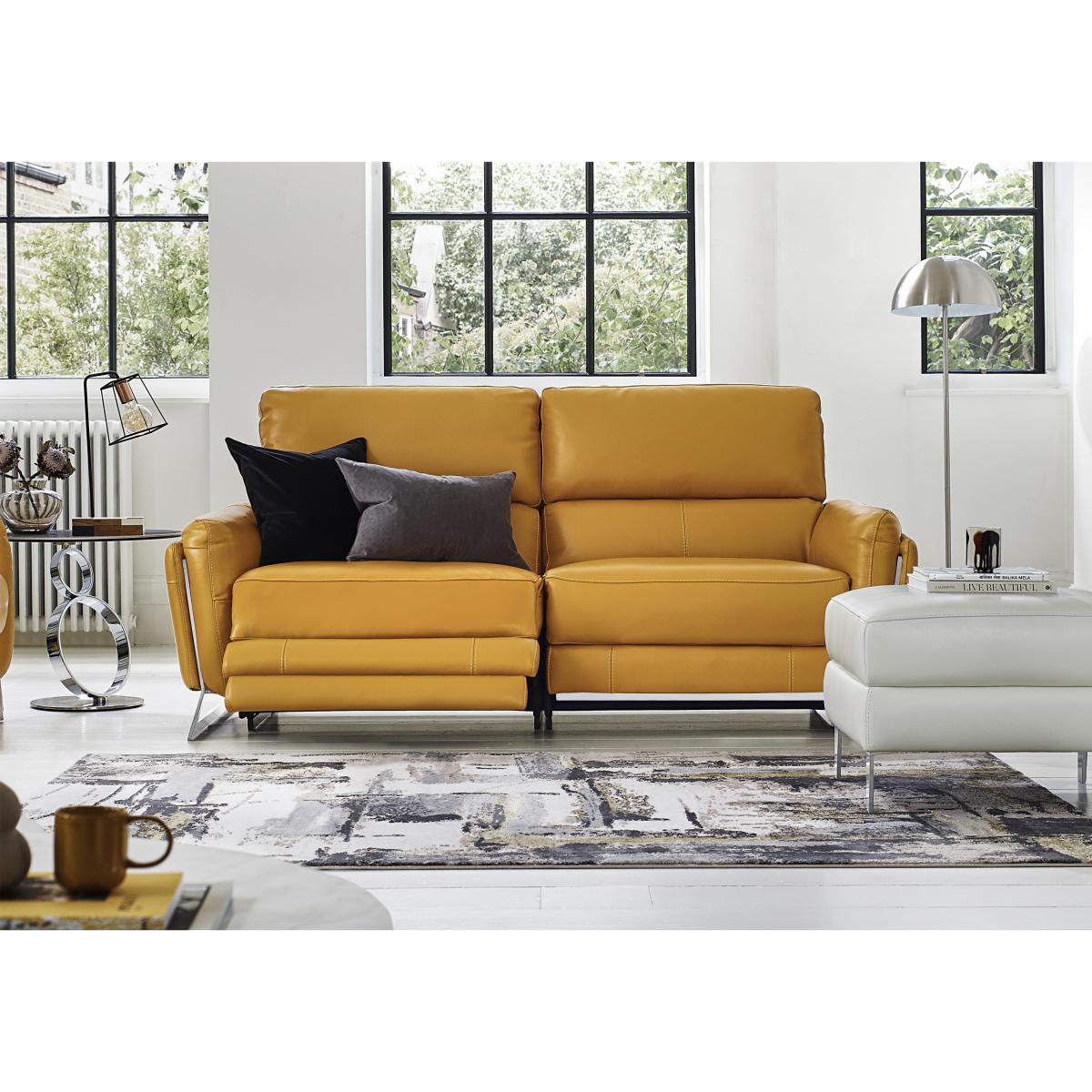 Amarilla 3 Seater Leather Power Recliner Sofa - Yellow- World of Leather – image 2