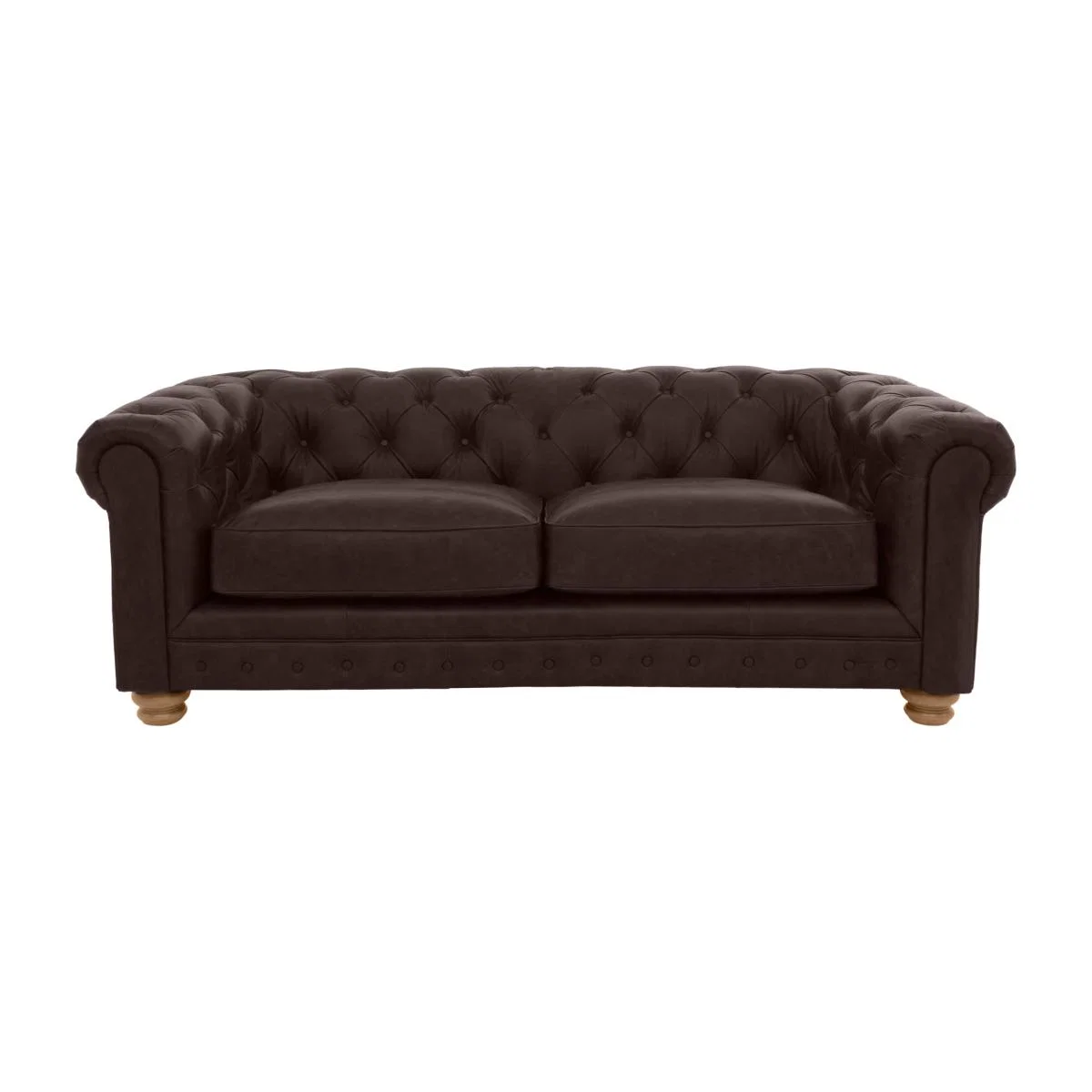 Alexander and James - Chesterfield Collection Hugo 3 Seater Leather Sofa - Cake - Oak Feet