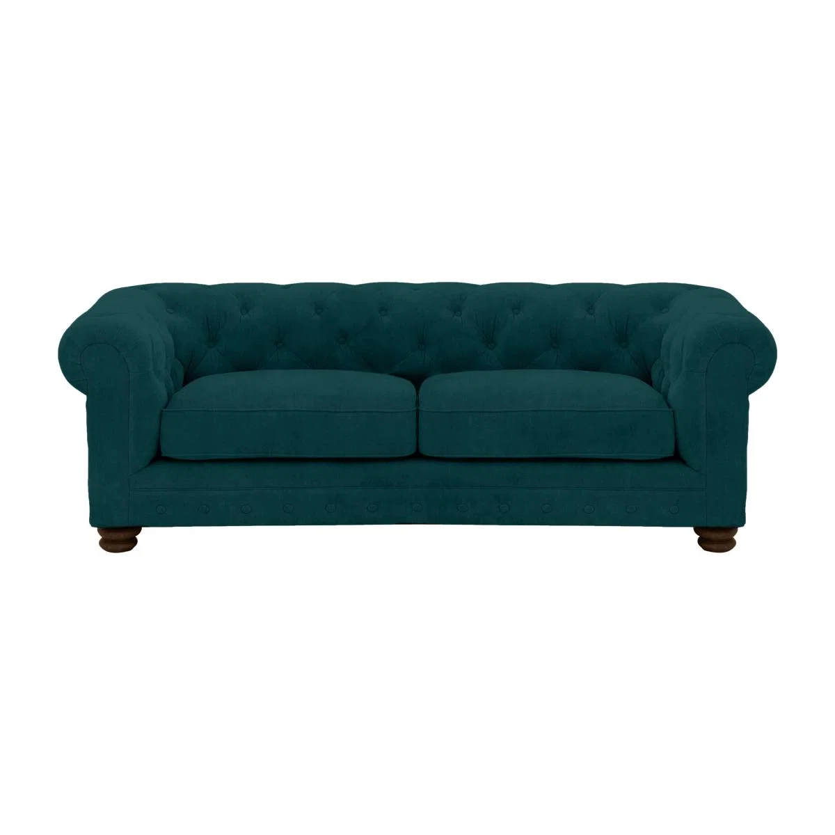 Alexander and James - Chesterfield Collection Hugo 3 Seater Fabric Sofa - Peacock - Dark Feet