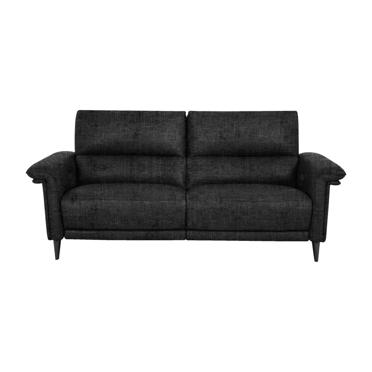 Domicil - Huxley 3 Seater Fabric Power Recliner Sofa with Telescopic Headrests - Black Mica