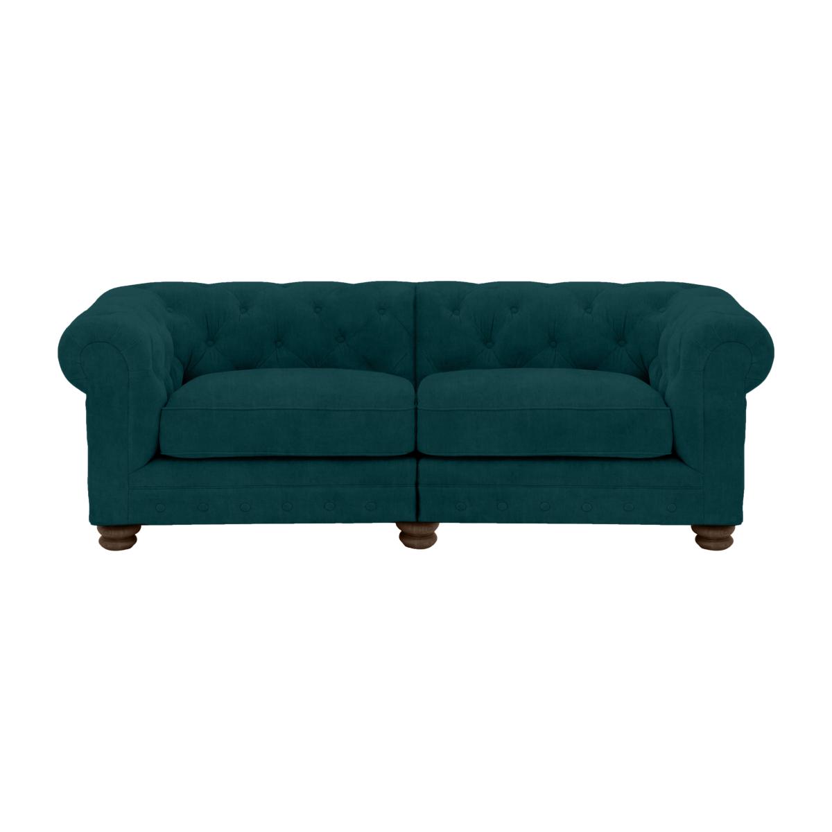 Alexander and James - Chesterfield Collection Hugo 3 Seater Split Frame Fabric Sofa - Peacock - Dark Feet
