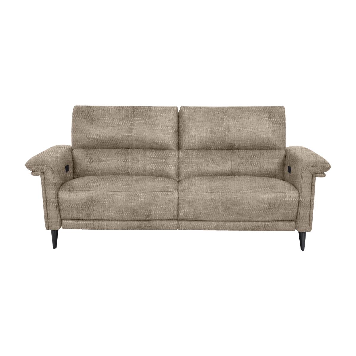 Domicil - Huxley 3 Seater Fabric Power Recliner Sofa with Telescopic Headrests - Sand