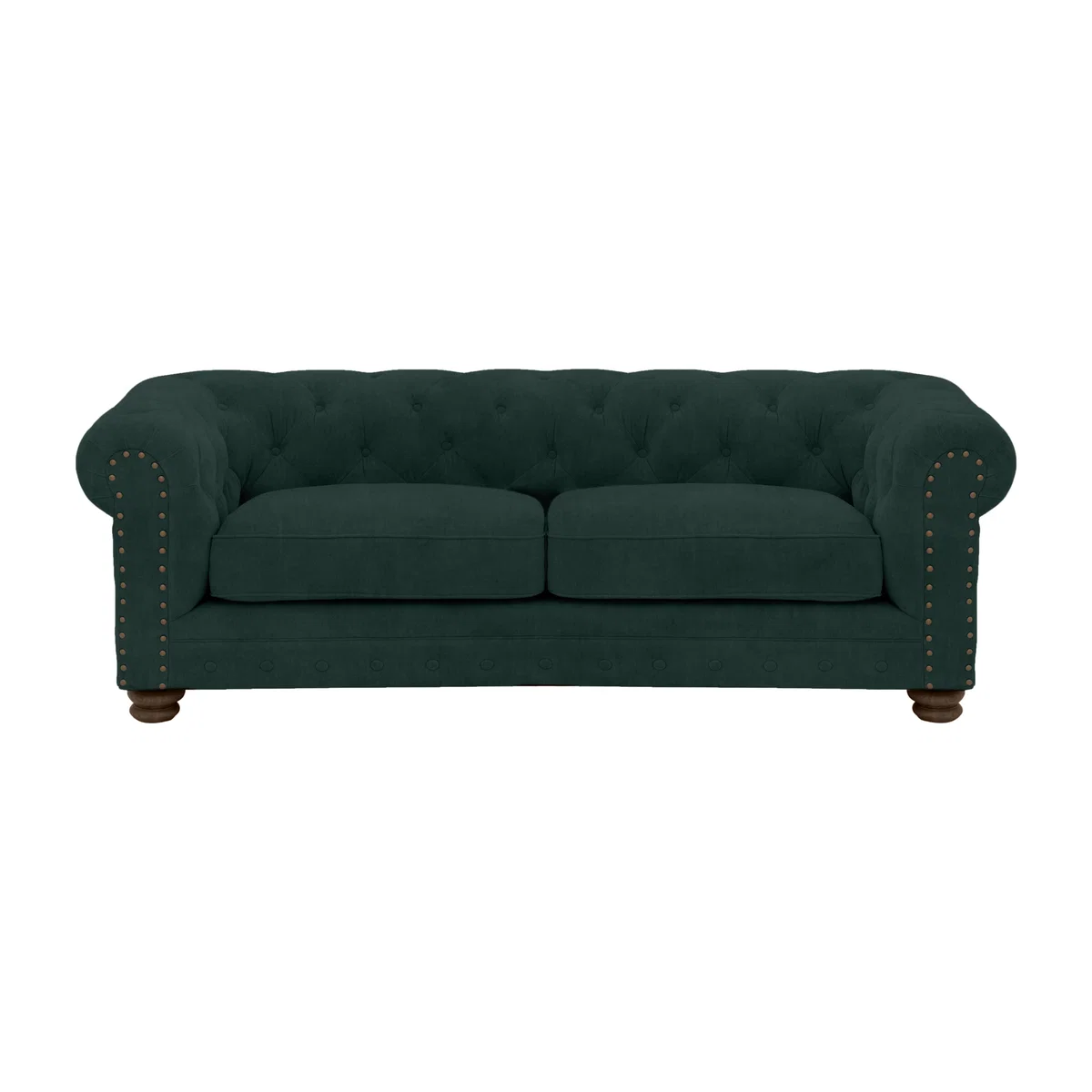 Alexander and James - Chesterfield Collection Hugo 3 Seater Fabric Sofa - Honeycreeper with Studs - Dark Feet