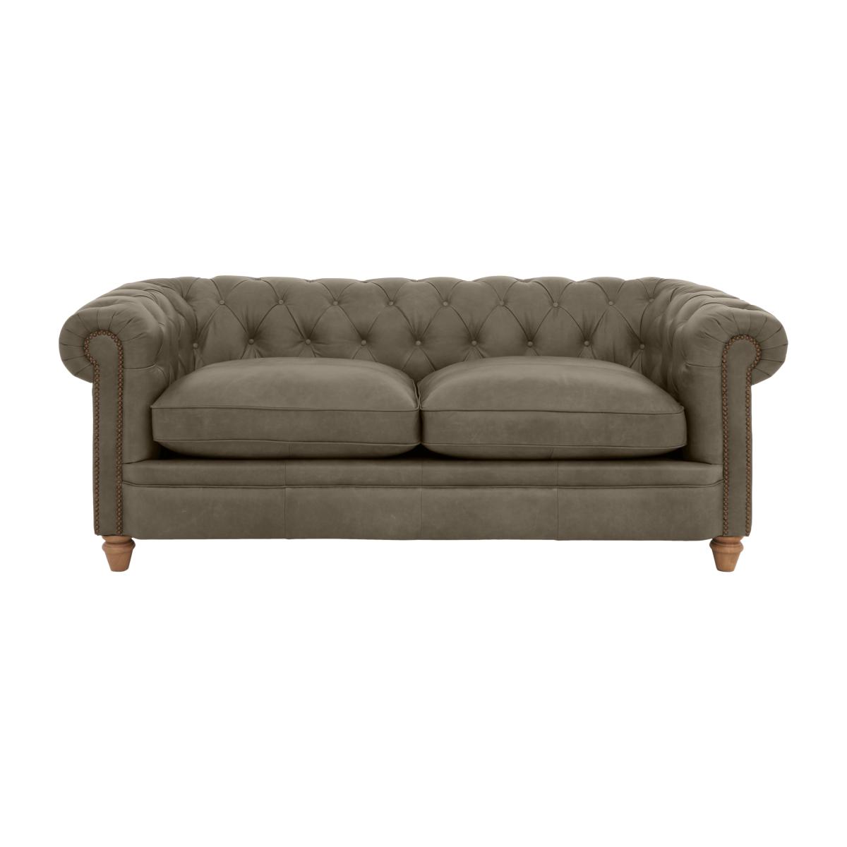 Alexander and James - Chesterfield Collection Ralph 3 Seater Leather Sofa - Bluster with Studs - Oak Feet