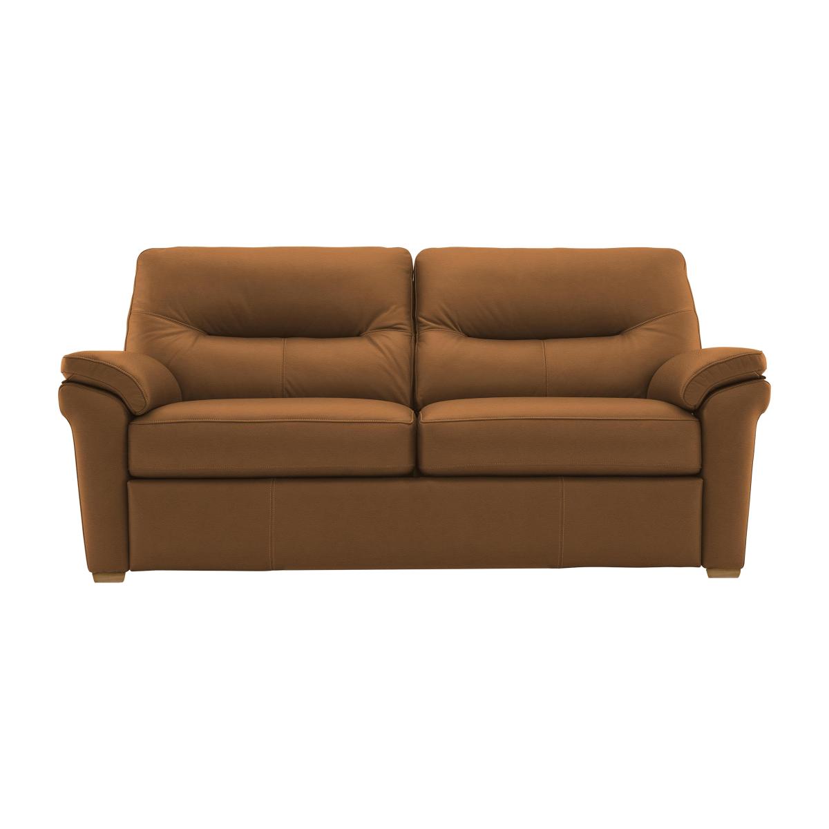 G Plan - Seattle 3 Seater Leather Sofa with Wooden Feet - Cambridge Tan