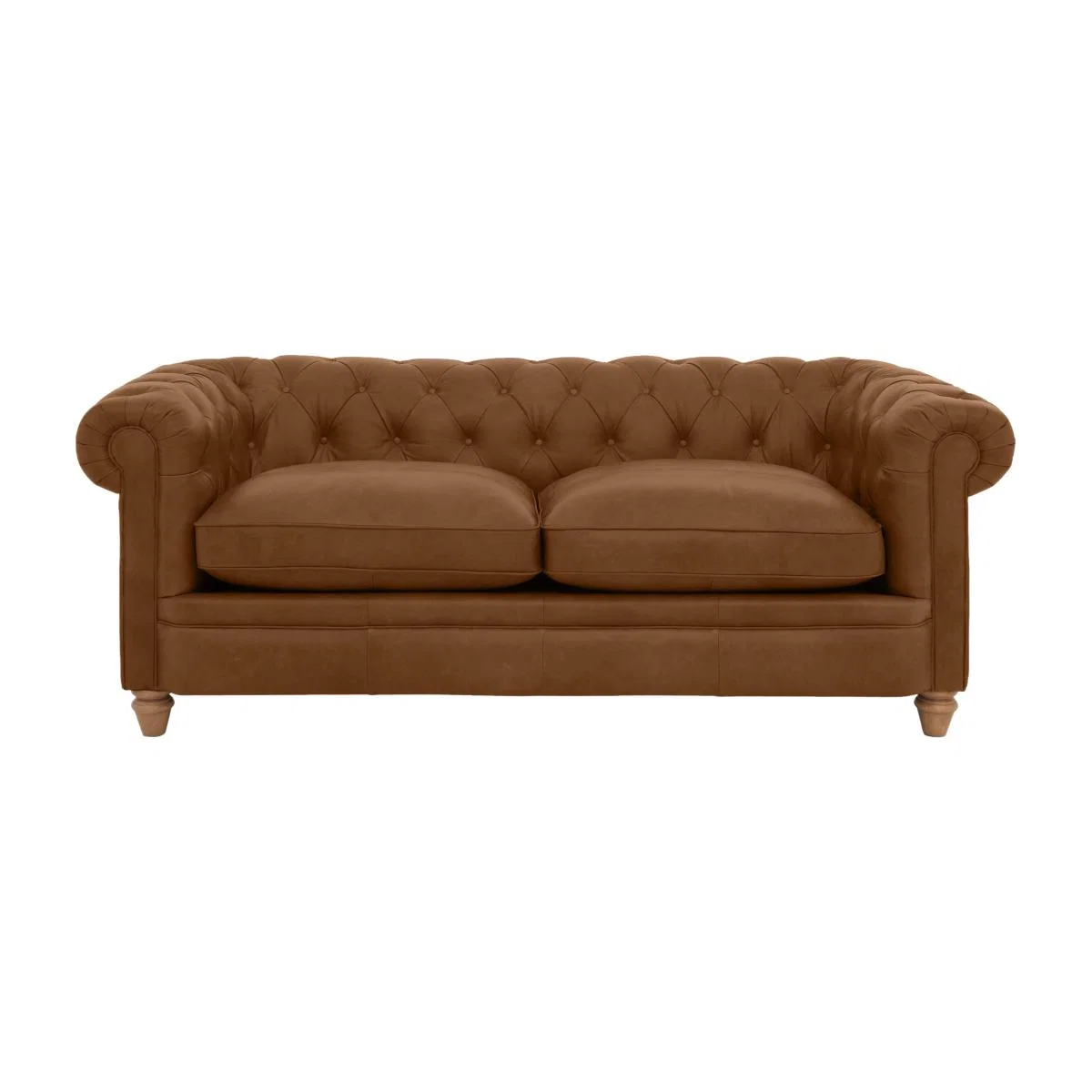 Alexander and James - Chesterfield Collection Ralph 3 Seater Leather Sofa - Satchel Latte - Oak Feet