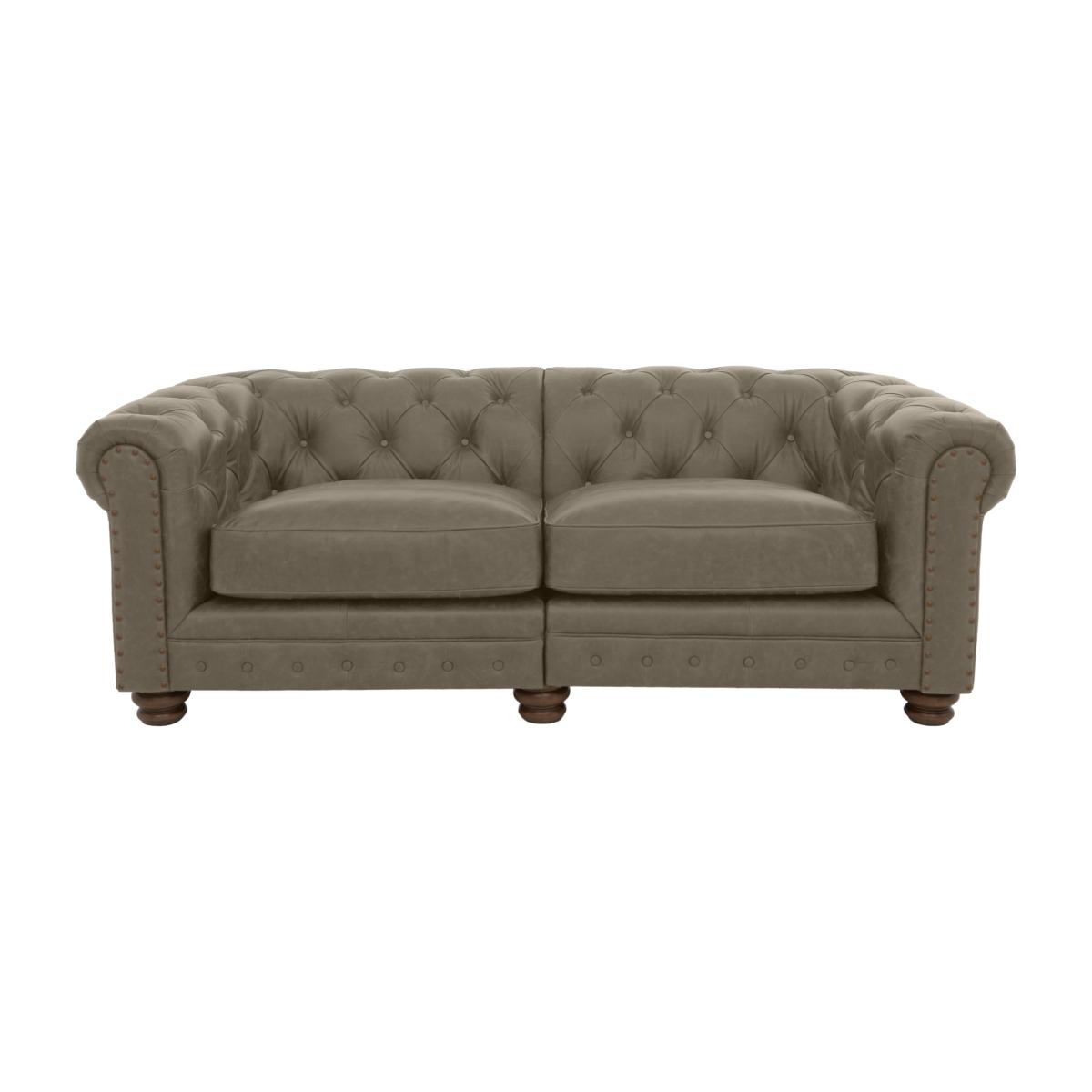 Alexander and James - Chesterfield Collection Hugo 3 Seater Split Frame Leather Sofa - Bluster with Studs - Dark Feet