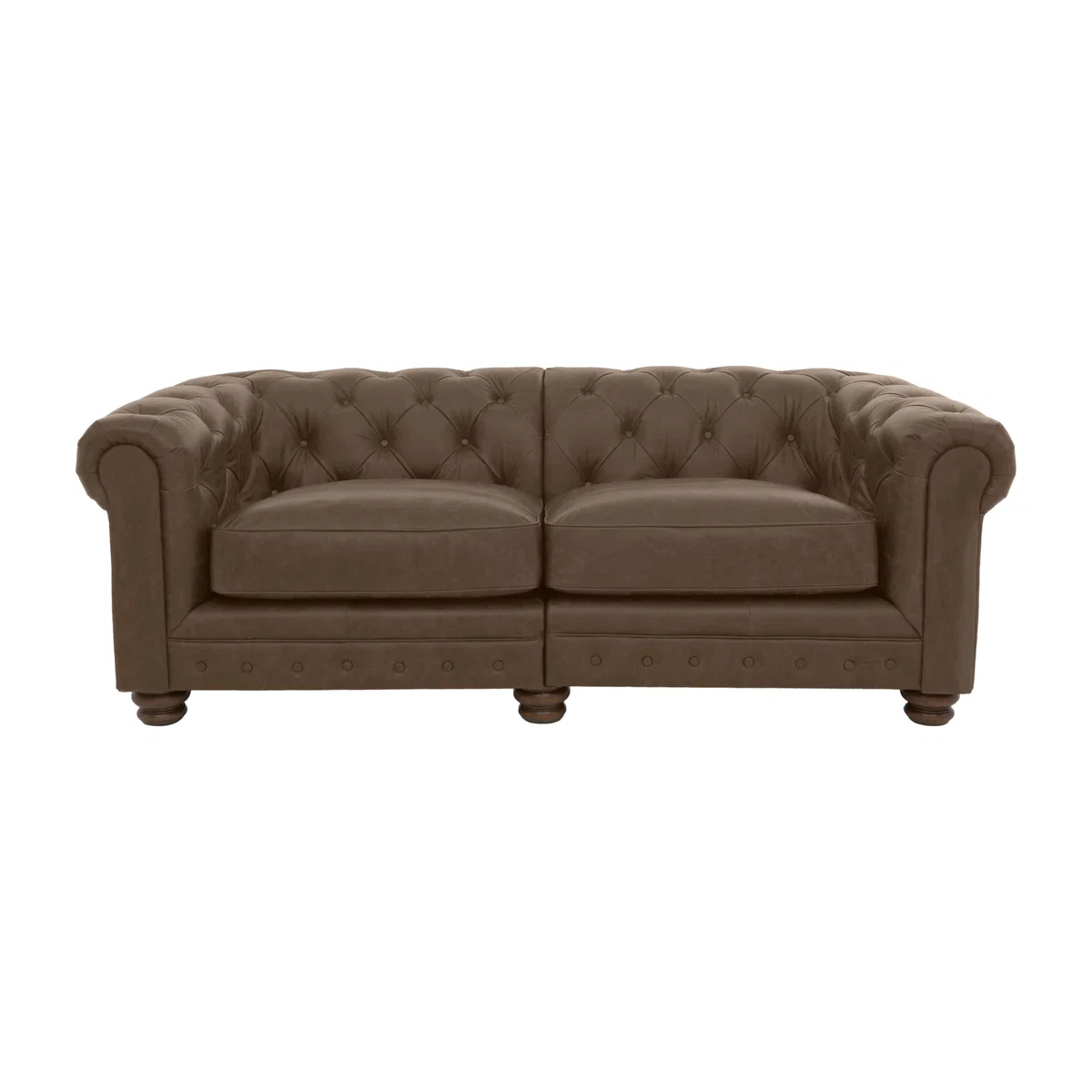 Alexander and James - Chesterfield Collection Hugo 3 Seater Split Frame Leather Sofa - Satchel Biscotti - Dark Feet