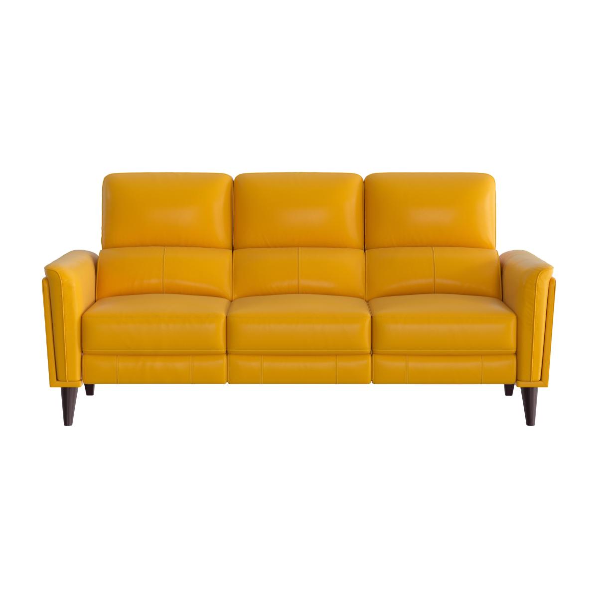 Compact Collection Klein 3 Seater NC Leather Power Recliner Sofa with Telescopic Headrests - Sunflower