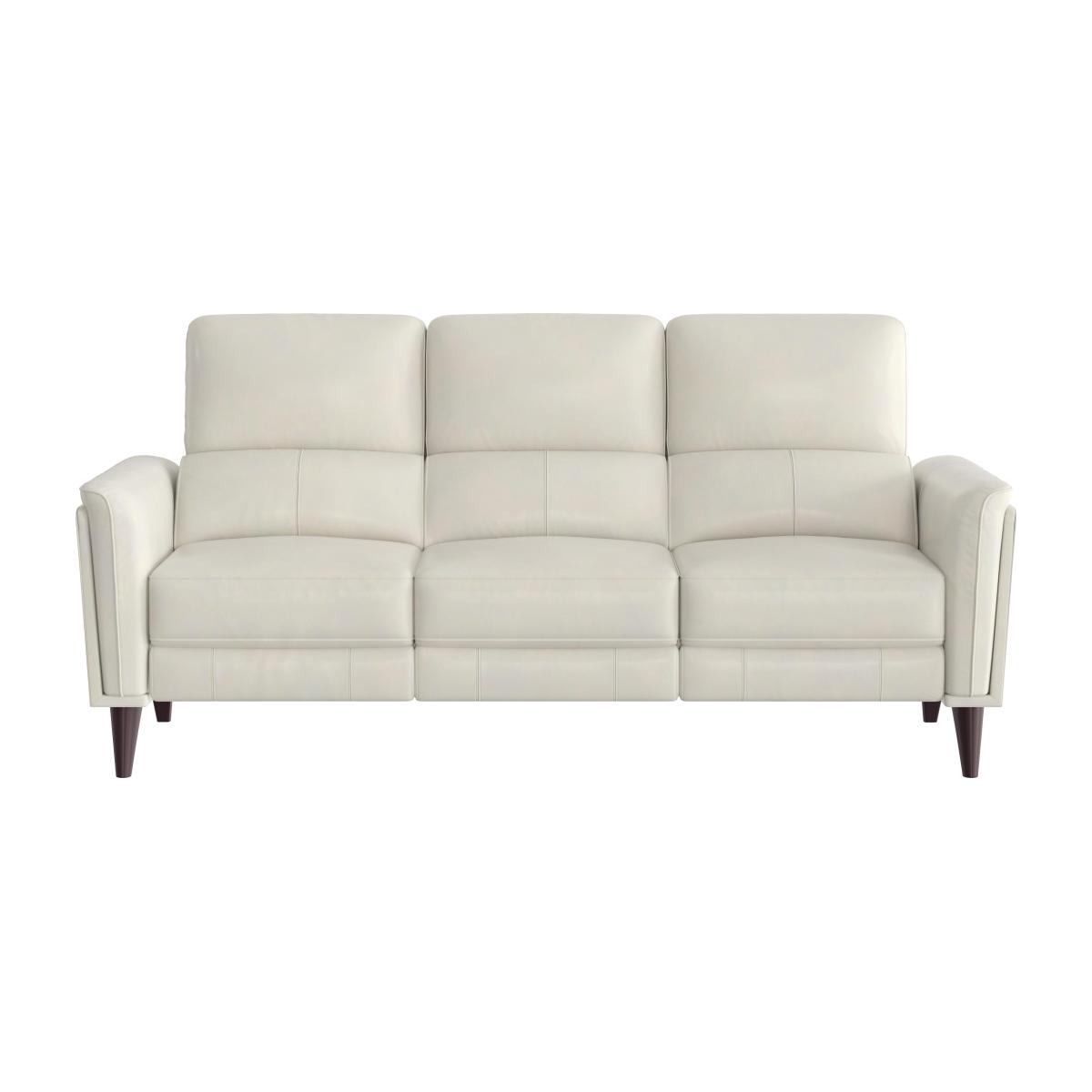 Compact Collection Klein 3 Seater BV Leather Power Recliner Sofa with Telescopic Headrests - Frost