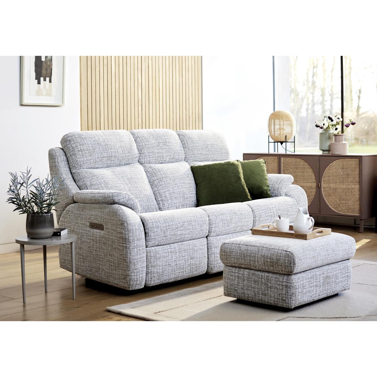 G Plan - Kingsbury 3 Seater Fabric Manual Recliner Sofa - Grey – image 2