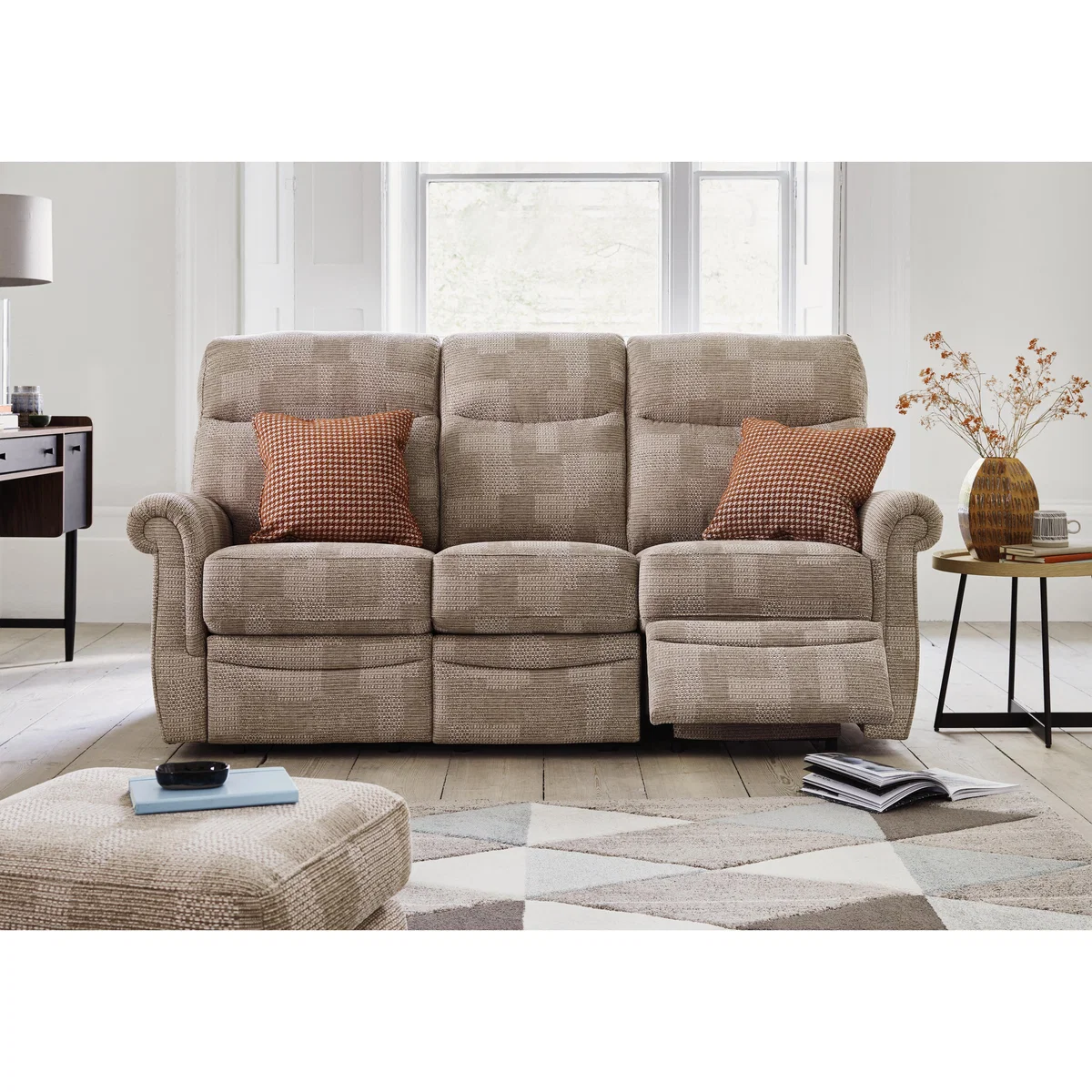 G Plan - Avon 3 Seater Fabric Manual Recliner Sofa - Grey – image 2