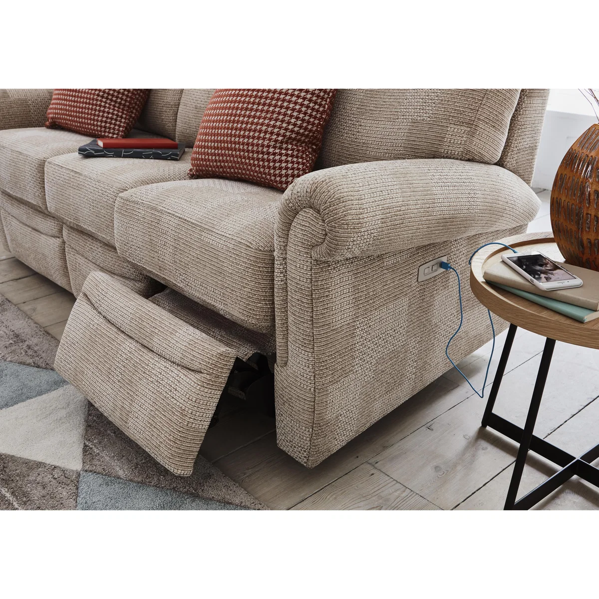 G Plan - Avon 3 Seater Fabric Manual Recliner Sofa - Grey – image 4