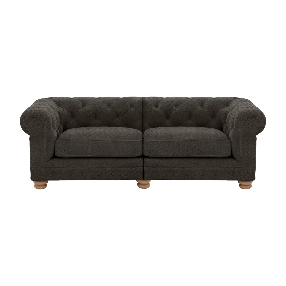 Alexander and James - Chesterfield Collection Hugo 3 Seater Split Frame Fabric Sofa - Linen Grey - Oak Feet