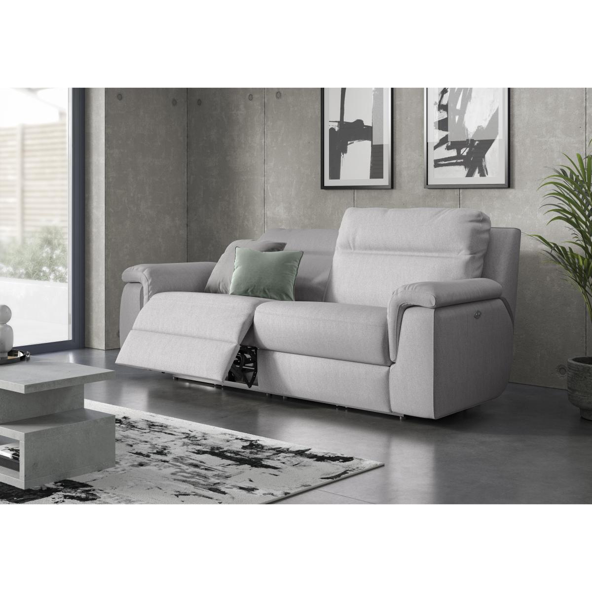 Nicoletti - Paolo 3 Seater Fabric Power Recliner Sofa - Grey – image 2
