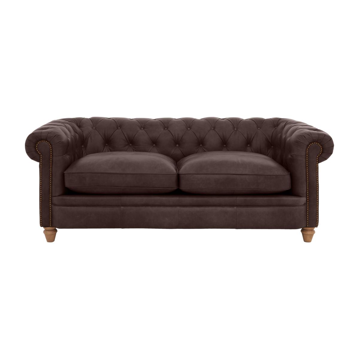 Alexander and James - Chesterfield Collection Ralph 3 Seater Leather Sofa - Satchel Nutmeg with Studs - Oak Feet