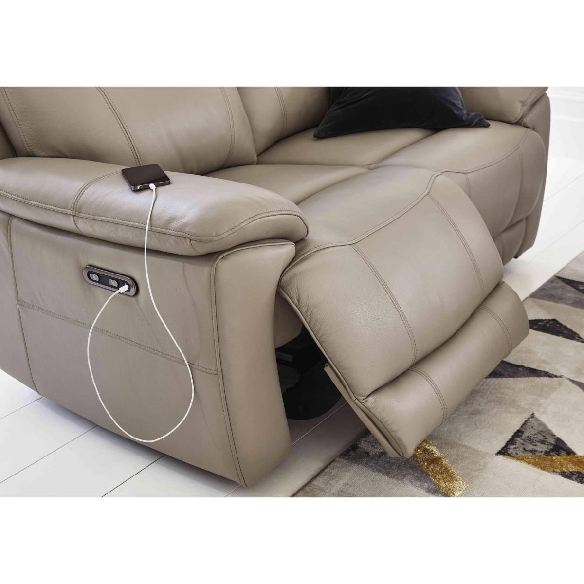 Sloane 3 Seater Leather Power Recliner Sofa - Storm – image 5