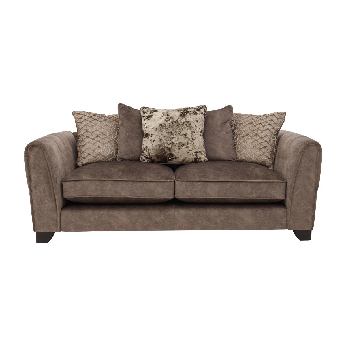 Ariana 3 Seater Fabric Pillow Back Sofa - Dapple Chocolate