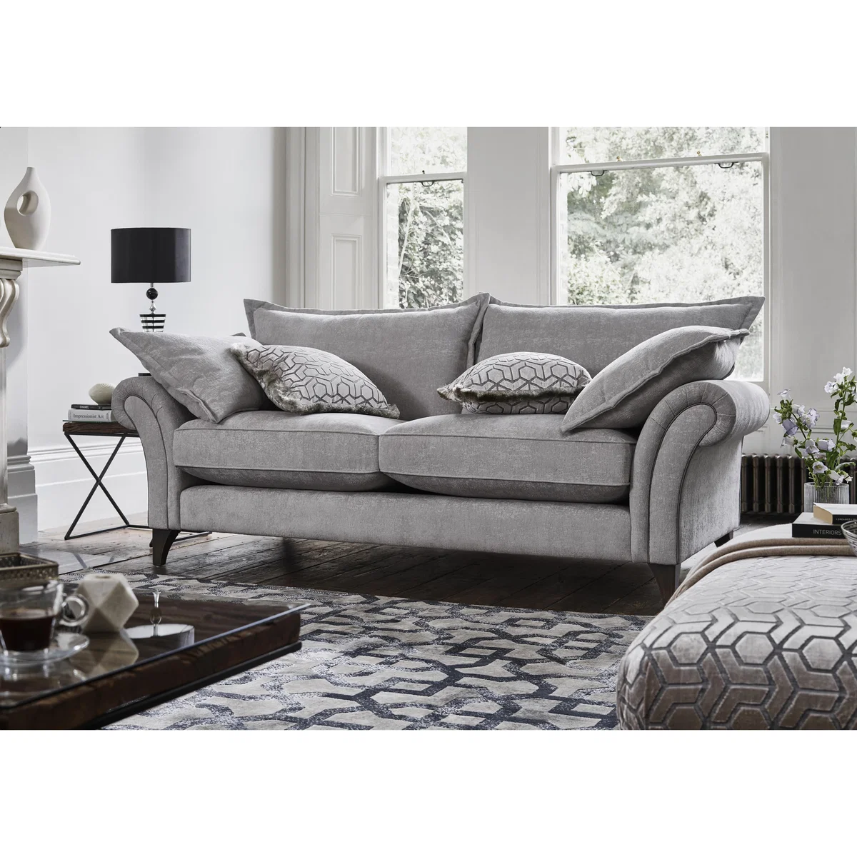 Boutique Splendour Fabric 3 Seater Sofa - Grey – image 2