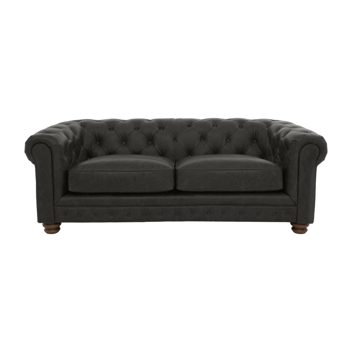 Alexander and James - Chesterfield Collection Hugo 3 Seater Leather Sofa - Saxon - Dark Feet