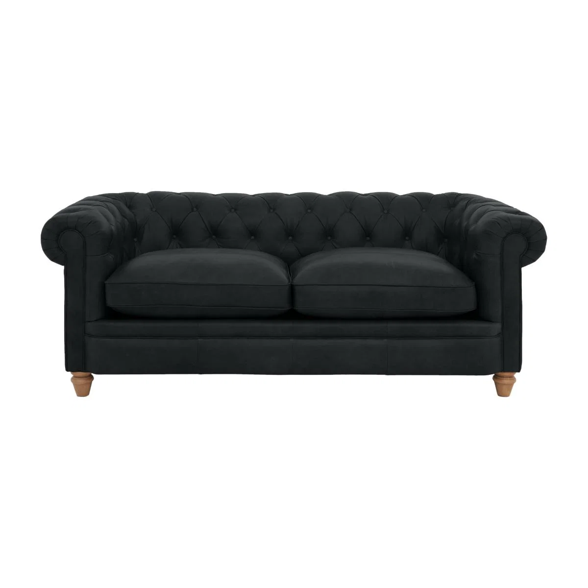 Alexander and James - Chesterfield Collection Ralph 3 Seater Leather Sofa - Indigo - Oak Feet