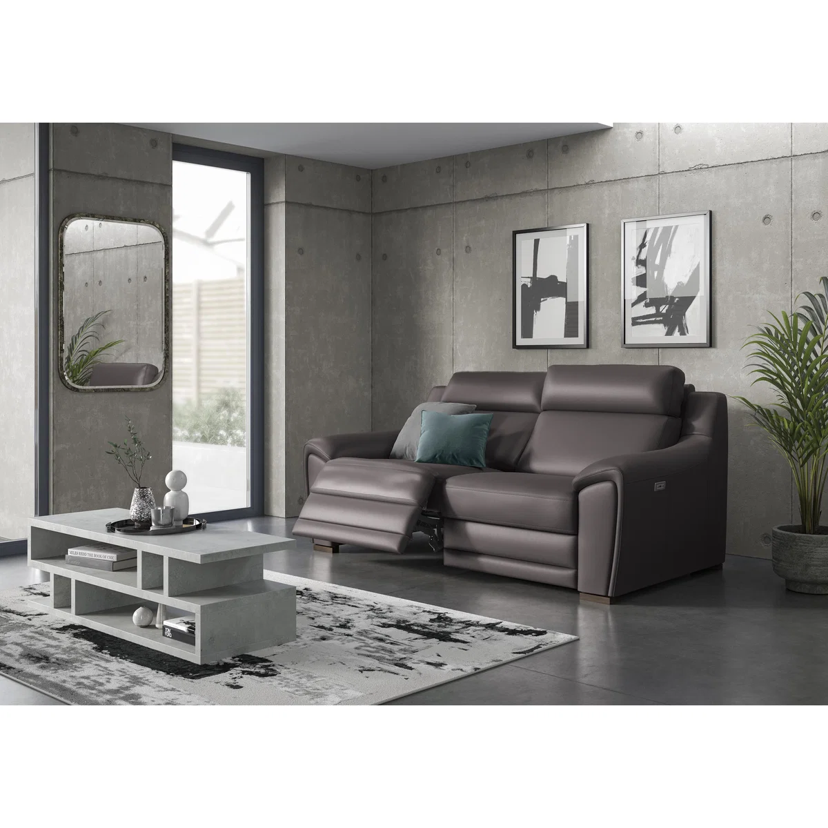 Nicoletti - Tosca 3 Seater Leather Power Recliner Sofa - Yellow – image 2