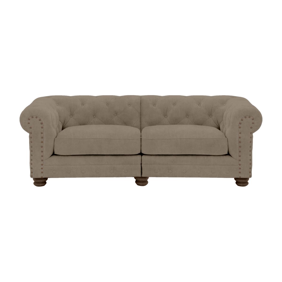 Alexander and James - Chesterfield Collection Hugo 3 Seater Split Frame Fabric Sofa - Mouse with Studs - Dark Feet
