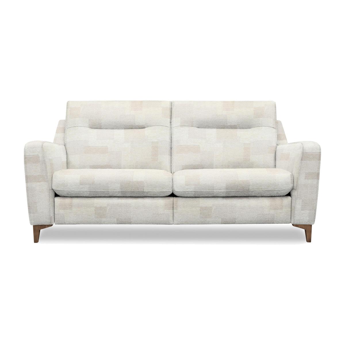 G Plan - Arlo 3 Seater Fabric Power Recliner Sofa - Checkers Putty with Walnut Feet