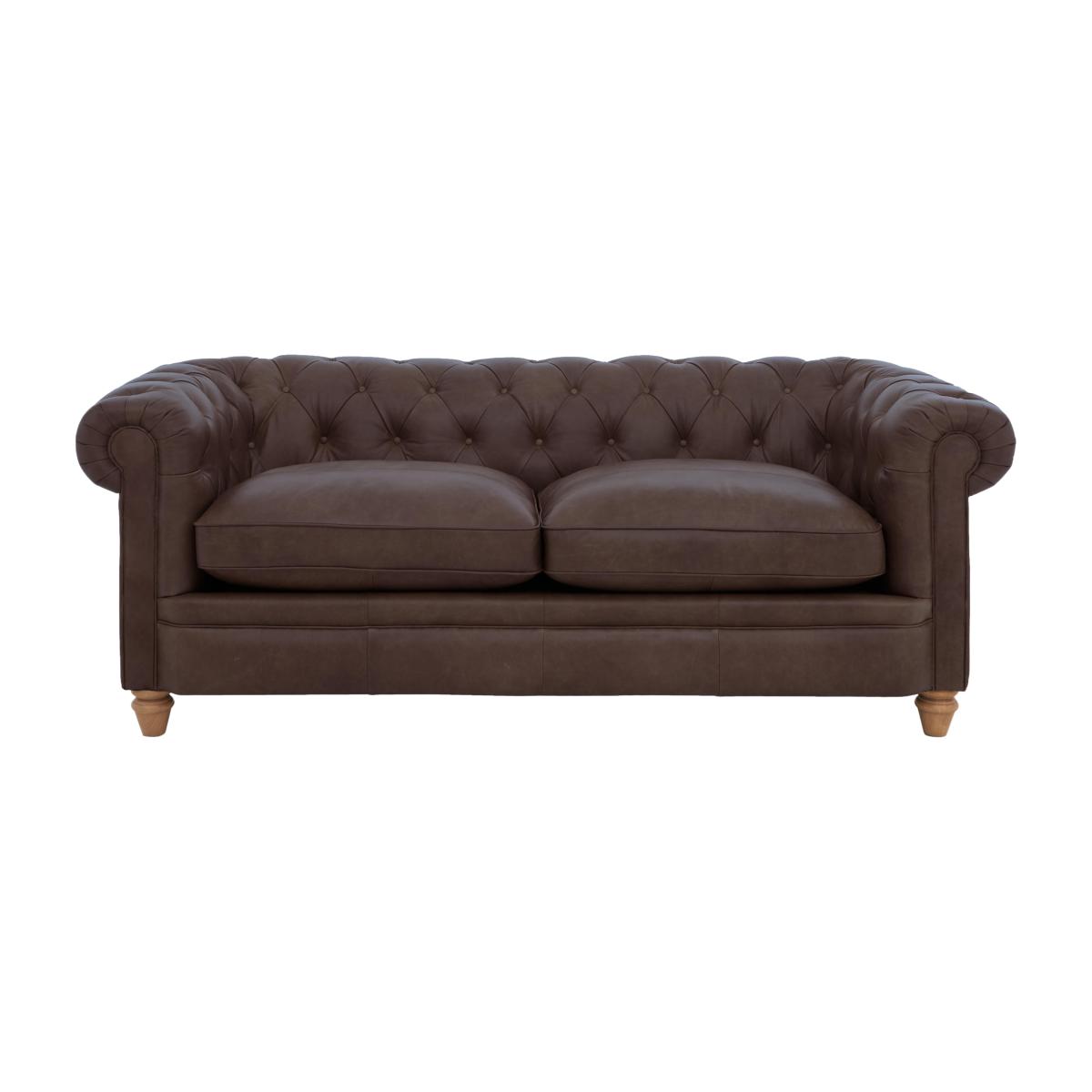 Alexander and James - Chesterfield Collection Ralph 3 Seater Leather Sofa - Satchel Nutmeg - Oak Feet