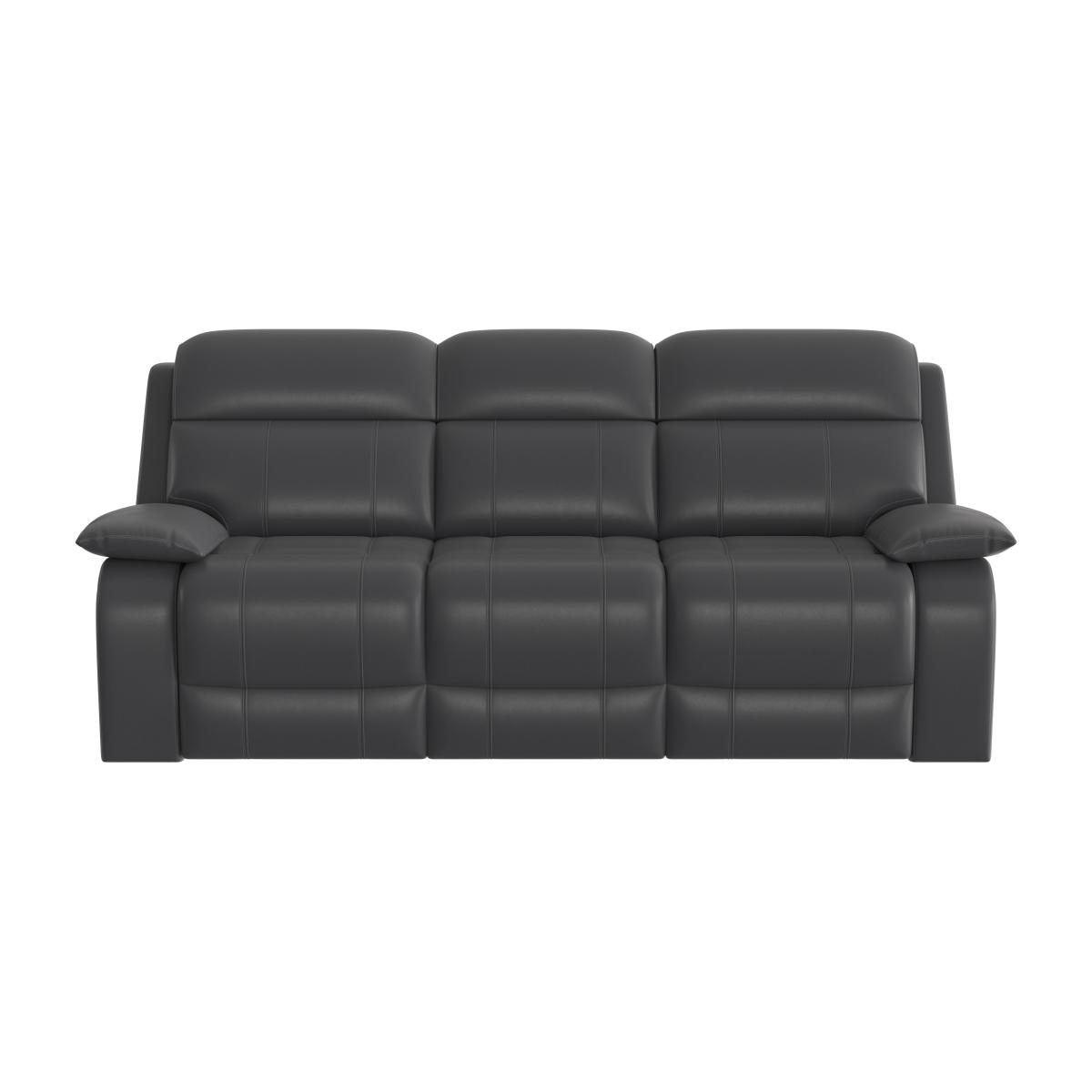 Moreno 3 Seater Leather Power Recliner Sofa with Power Headrests - Grey- World of Leather – image 1