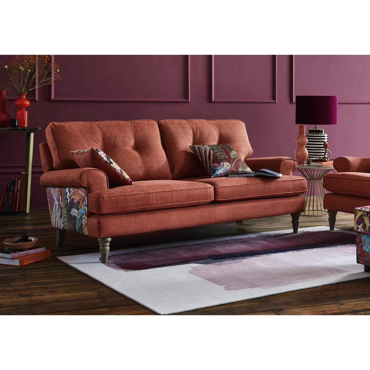 The Botanical Collection Paradiso 3 Seater Fabric Patterned Sofa - Grey – image 2