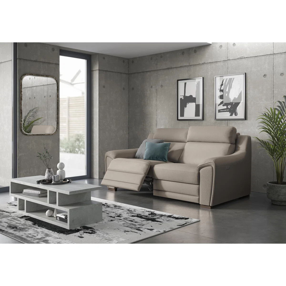Nicoletti - Tosca 3 Seater Fabric Power Recliner Sofa - Beige – image 2