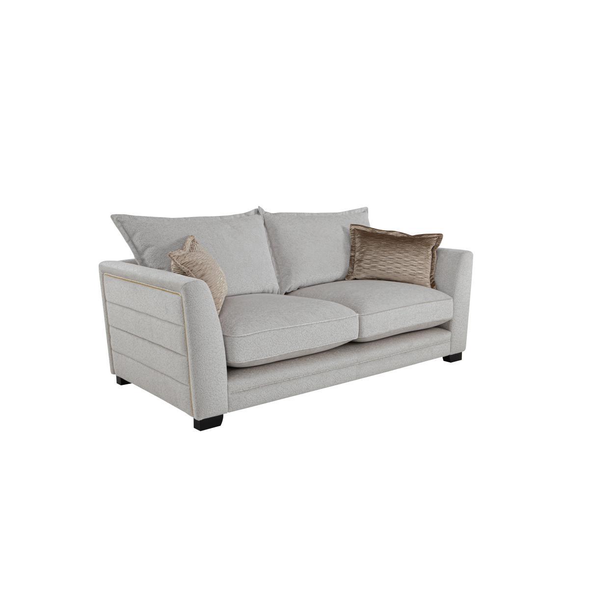 Boutique Lavish Fabric 3 Seater Classic Back Sofa - Grey – image 5