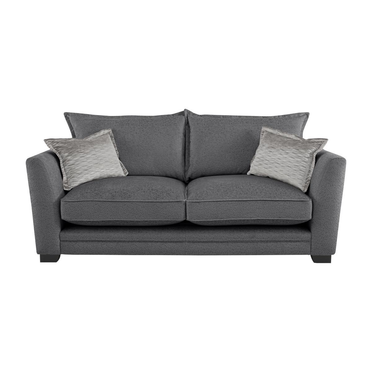 Boutique Lavish Fabric 3 Seater Classic Back Sofa - Grey – image 1