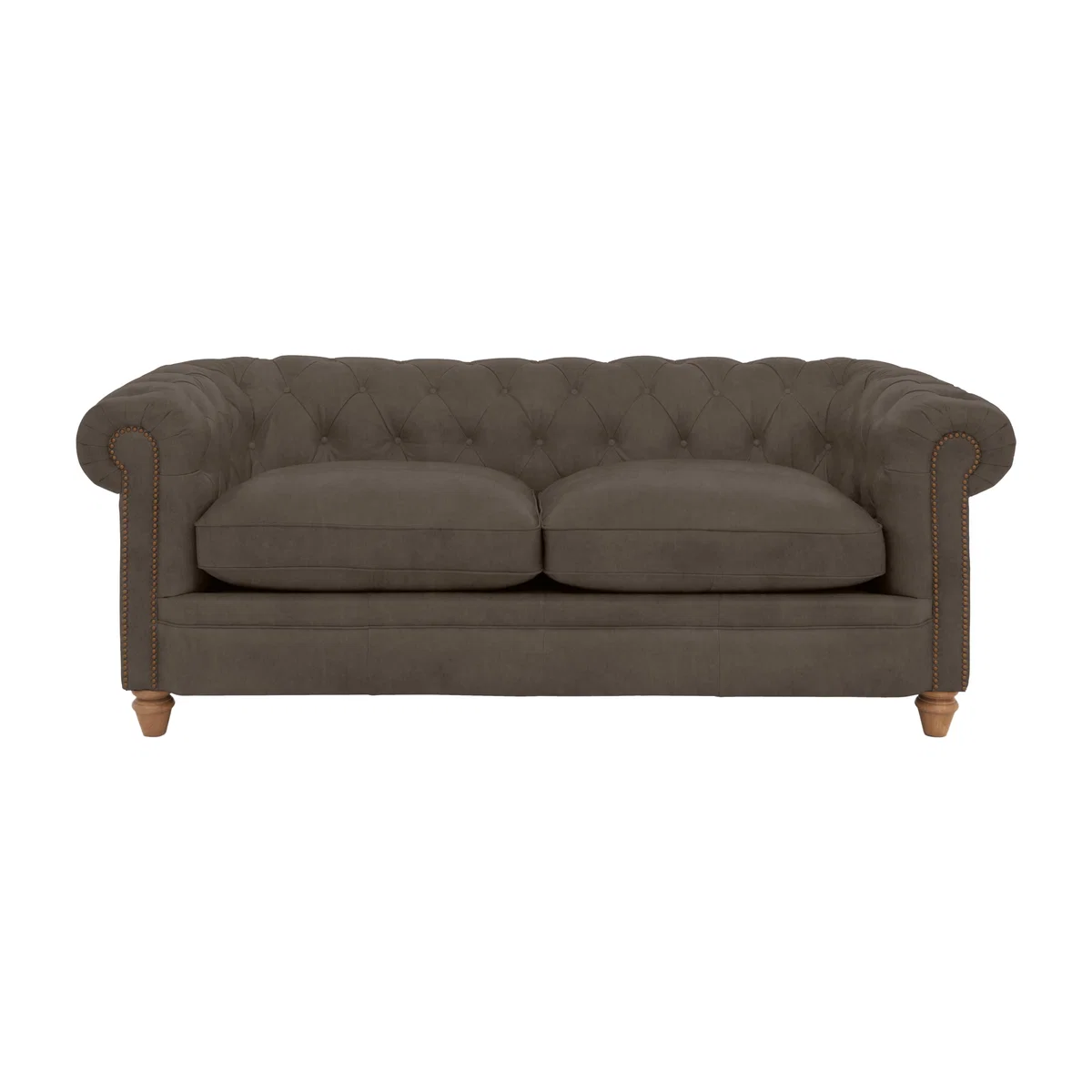 Alexander and James - Chesterfield Collection Ralph 3 Seater Fabric Sofa - Discovery with Studs - Oak Feet