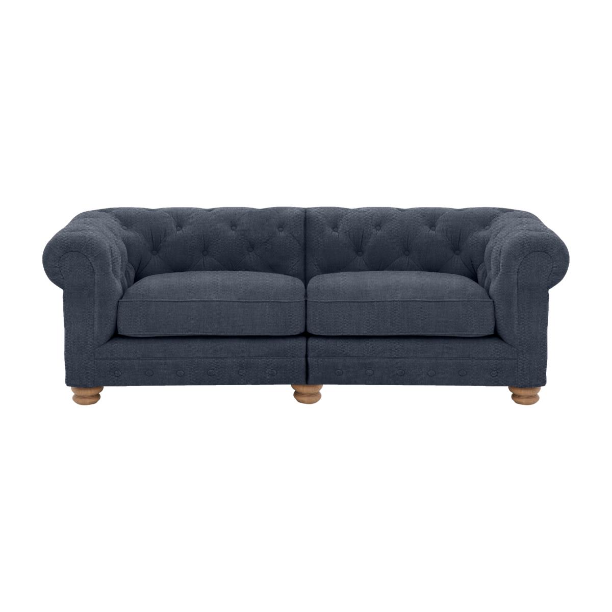 Alexander and James - Chesterfield Collection Hugo 3 Seater Split Frame Fabric Sofa - Linen Denim - Oak Feet
