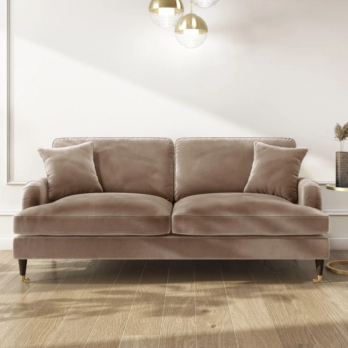 Payton 3 Seater Sofa in Mink Velvet – image 1