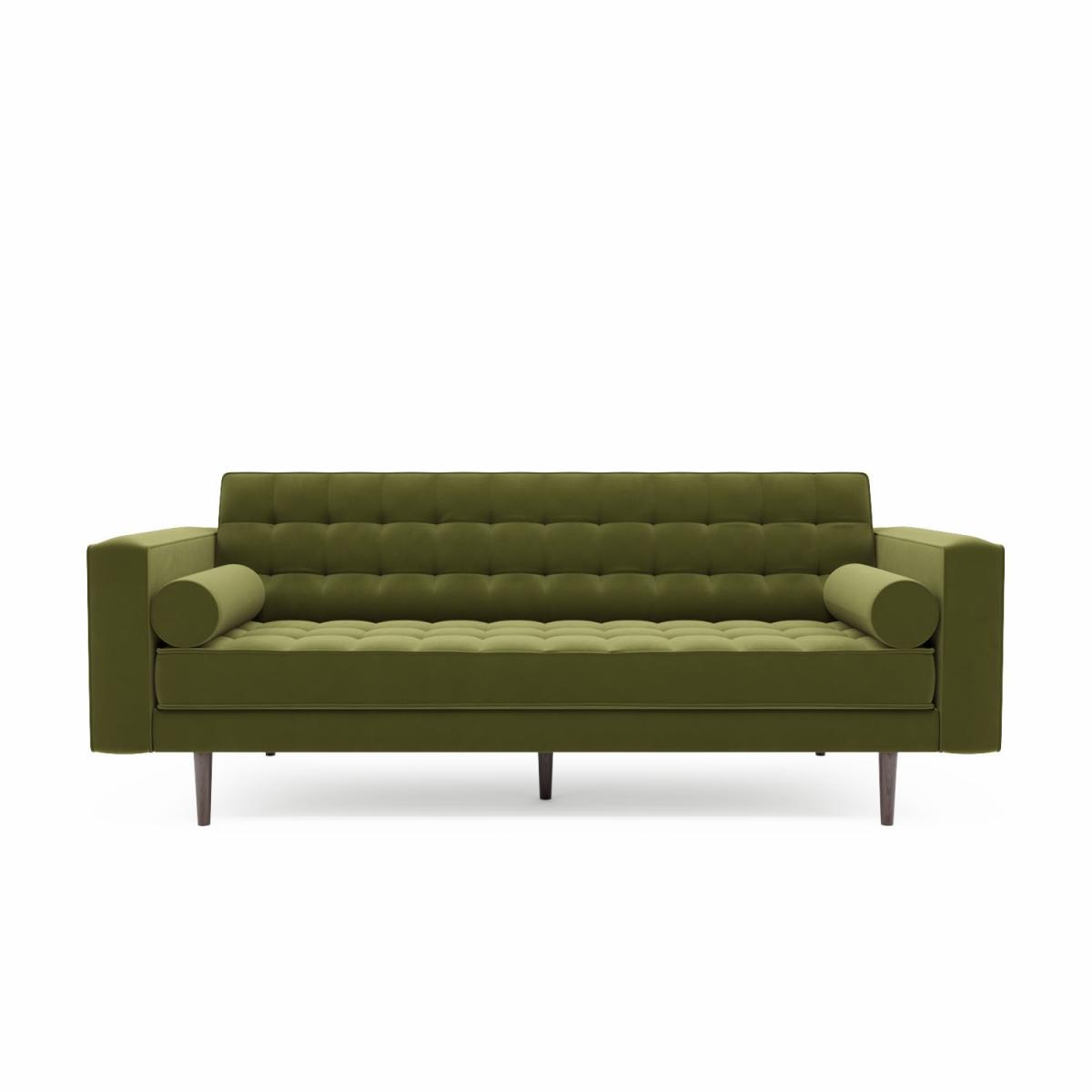 Olive Green Velvet 3 Seater Sofa - Zane – image 4