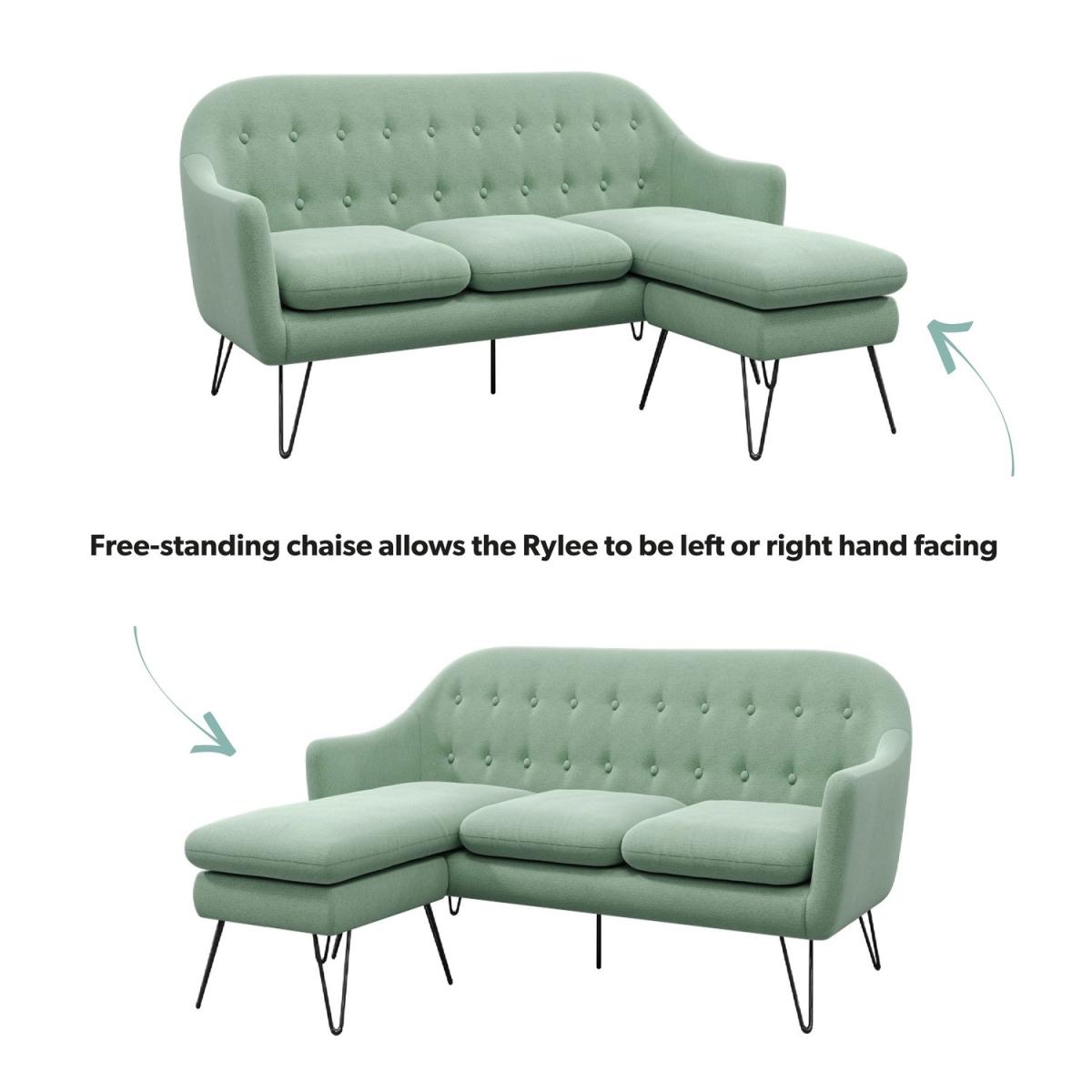 Sage Green Fabric L Shaped 3 Seater Sofa - Rylee – image 3