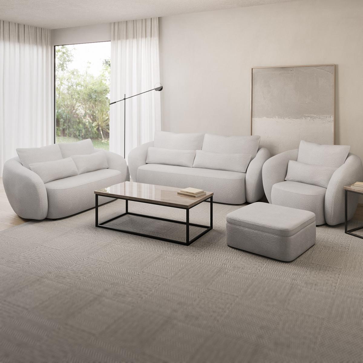 Cream Chenille Fabric 3 Seater Sofa - Vera – image 4